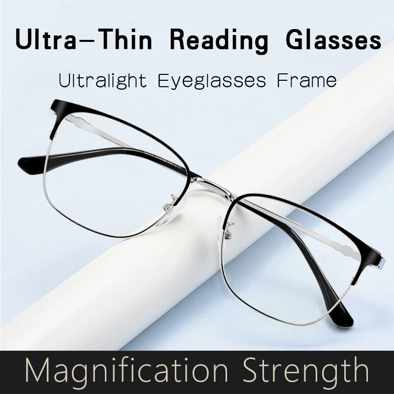 Ultra-Thin Reading Glasses Blue Light Blocking Anti-fatigue,Transparent Magnifying Glasses for Men Readers,Presbyopia Eyeglasses