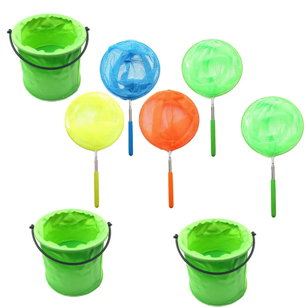 1 set Catching Net Set Outdoor Insect Butterfly Fishing Telescopic Fishing Net For Kids Stainless Steel Telescopic Nets