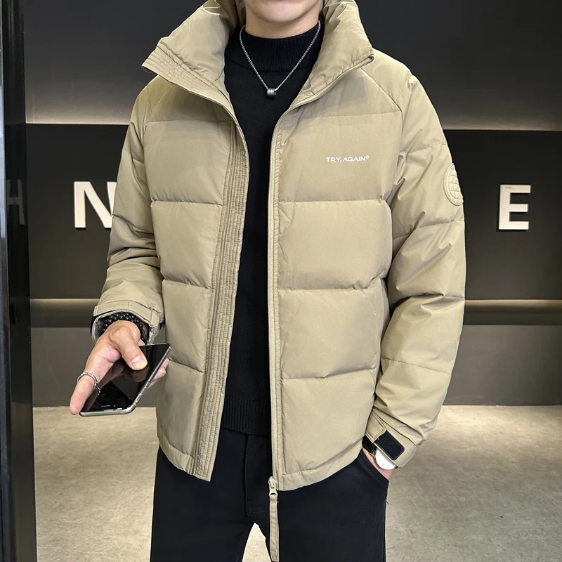 

Мужская пуховая куртка 2024: Новая зимняя модная утепленная куртка из белого утиного пуха с воротником-стойкой, короткая, теплая, молодежная верхняя одежда