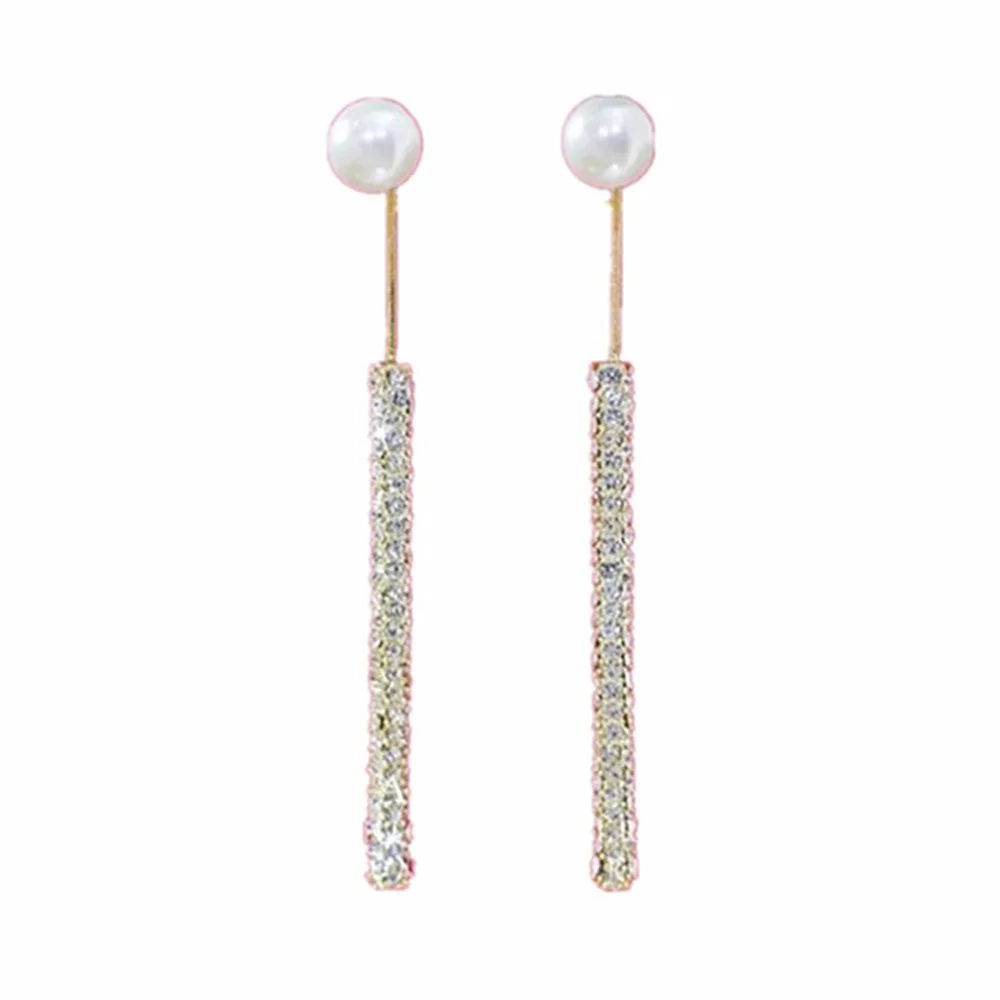 Silver Color Acrylic Crystal Tassel Earrings Simple Imitation Pearl Earrings For Women Elegant Jewelry Fashion Accessories