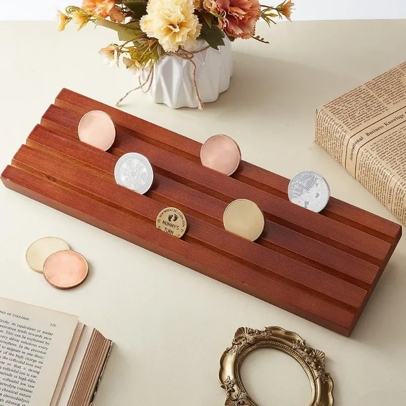 1 Set Challenge Coin Display Case Military Coin Holder Rack for Desk Wooden Army Collectible Coin Holder Case