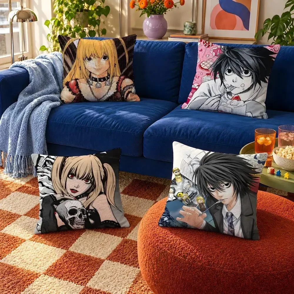 Anime Death Note DN L Light Yagami Ryuk Cushion Cover Throw Pillow Soft Short Plush Case For Sofa Bedroom Cozy Home Decor Gift