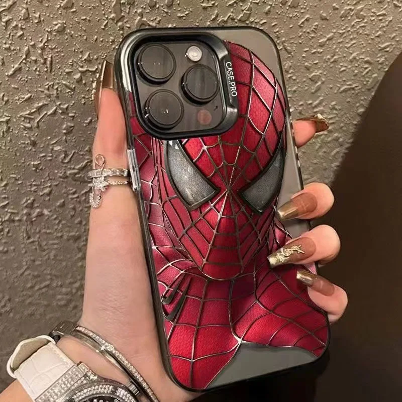 

Marvel Spider Man Spider Net Black Red Cool Phone Case For iPhone 16 15 14 13 12 11 Pro Max XR XS MAX 7 8 Plus MINI Y2K Cover