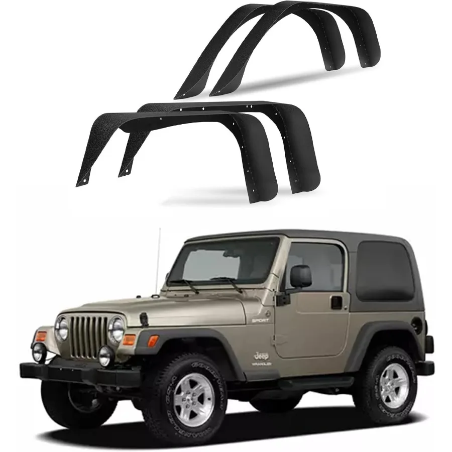 Fender Flares Flat Style Fit For 1997-2006 Jeep Wrangler TJ Steel Off-Road Wheel Cover
