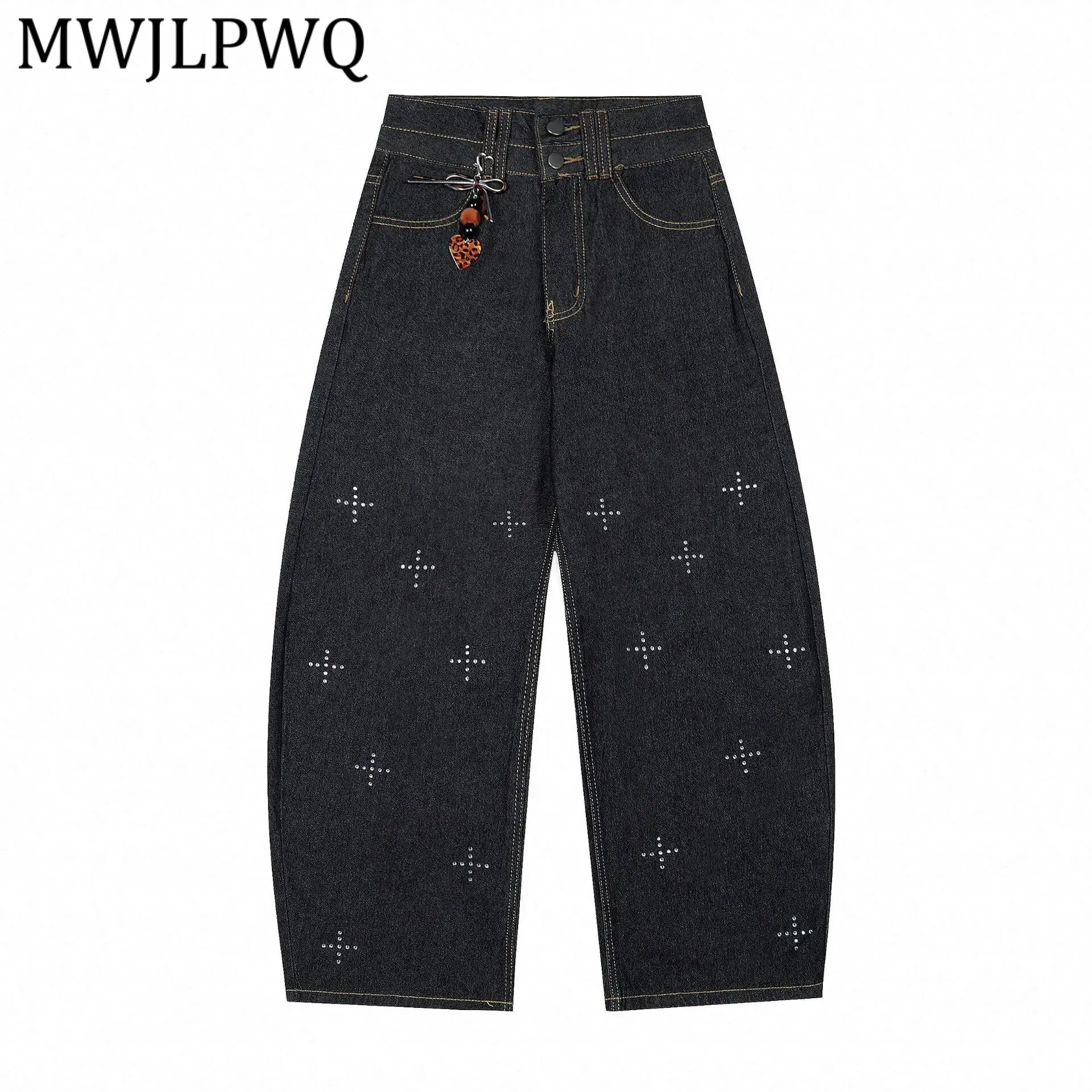 

MWJLPWQ American Rhinestones Chic Retro Jeans Men‘s High Street Personality Loose Machete Wide-Leg Pants Trendy 2026 New 21996