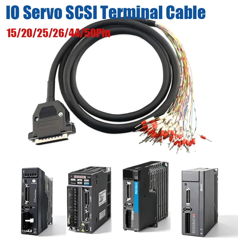 IO Servo SCSI 15/20/25/26/50Pin Connector with Terminal Cable 44Pin for Panasonic Mitsubishi Yaskawa Delta CN1 Control Wire