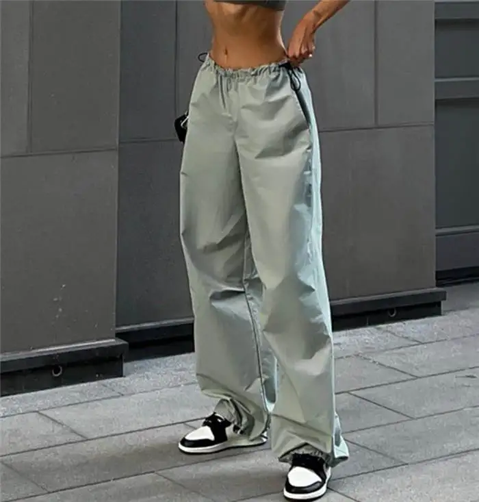 Losse casual cargobroek dames wijde pijpen casual comfortabele straat Sle l taille lange rechte pijpen broek herfstseizoen