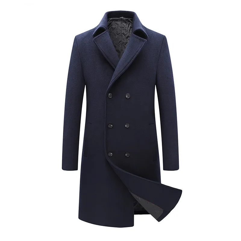 New Winter Double-breasted Coat Men Wool Thick Slim Fit Jacket Outerwear Warm Coat Men's Casual  Coats Overcoat Plus Size S-4XL