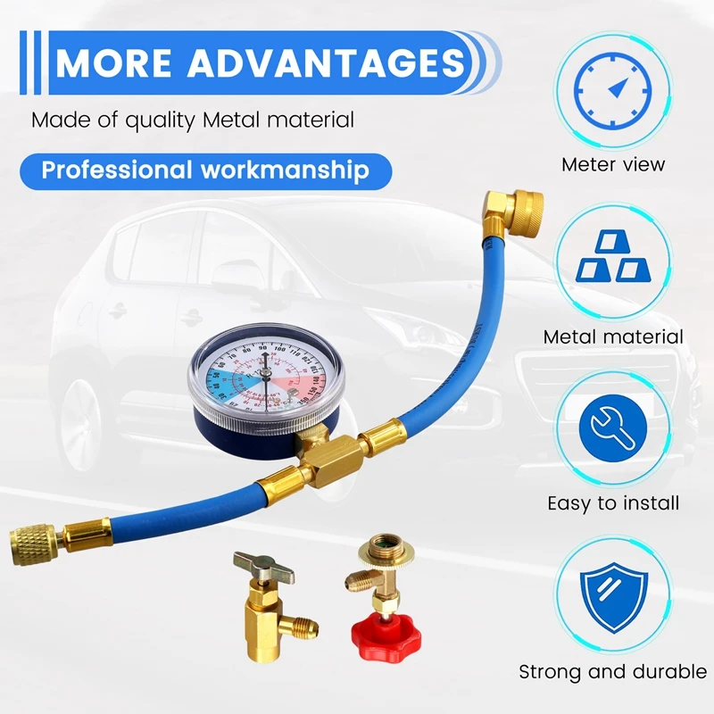 R134A Set Freon Vulapparatuur Adapter Airconditioning Manometer Airconditioner Reparatie Kleppen Airconditioner-N37R