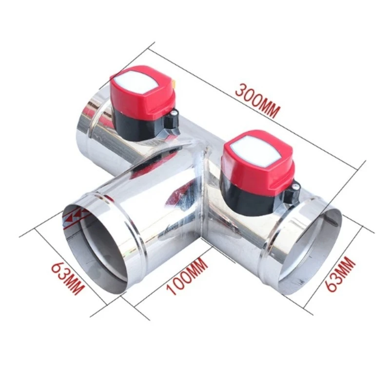 Stainless Steel Motorized T-Type Three-Way Duct Valve, Check Damper 51-400mm