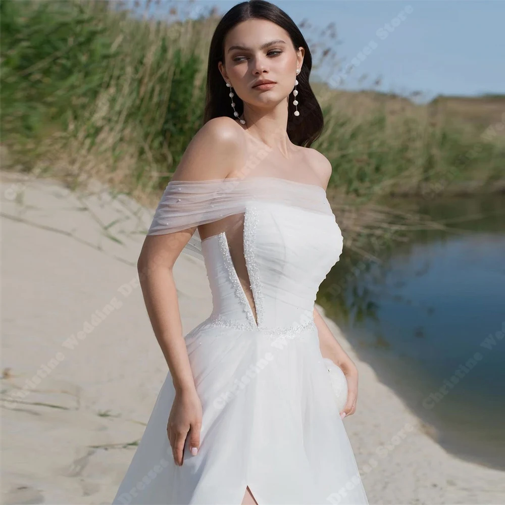 Bohemian A-Line Women's Bridal Gowns Princess Elegant Off Shoulder Wedding Dresses Formal Beach Banquet Vestidos De Novias 2024