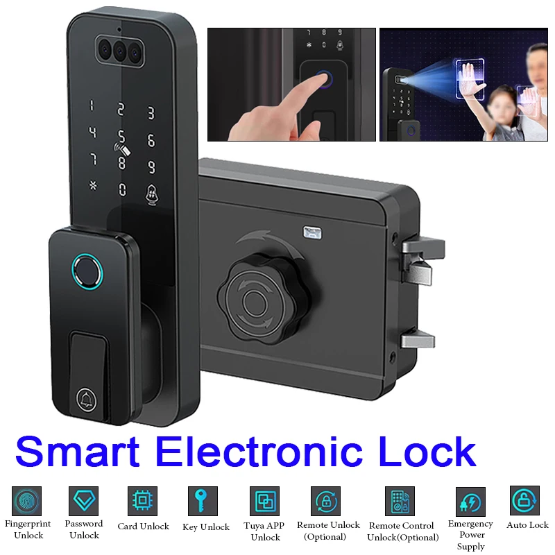 

Tuya Waterproof 3D Face Recognition Outdoor Gate Fingerprint Lock App Remote Control Fingerprint Electronic Gate Lock For Home