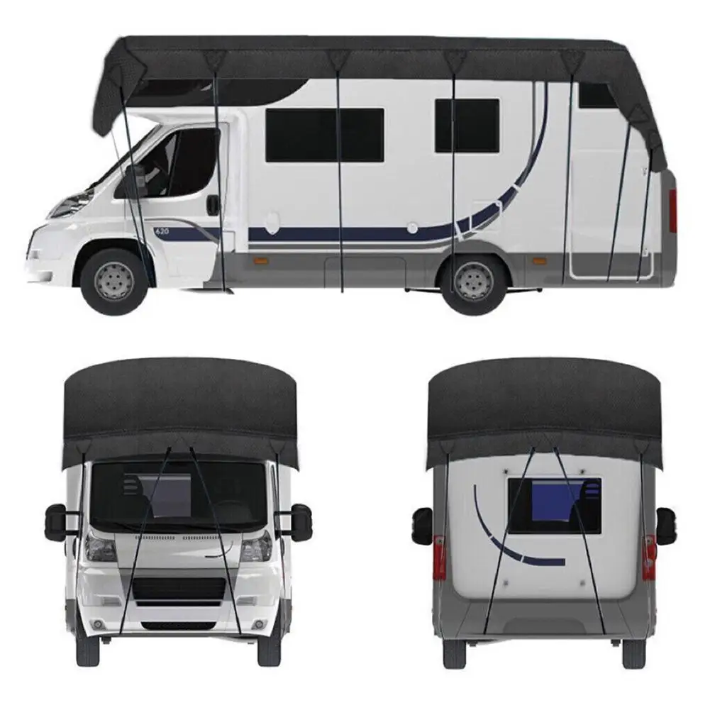 

210D Oxford Cloth RV Roof Protective Cover Black Foldable Waterproof Sunscreen Tear Resistant RV Roof Cover RV Supplies