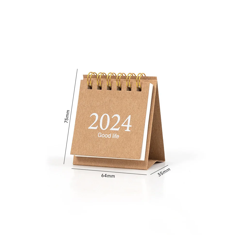 

Mini 2024 Desktop Calendar Paper Material Standing Office Home School Planner Table Calendar Home Decor