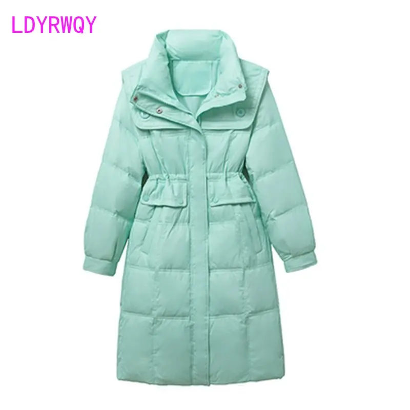 2022 New Korean Winter Navy Collar Cotton Shirt Women's Medium Long Thickened Slim Waist Fashion Coat