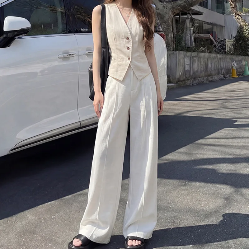 Wide Leg Pants Women's Thin Style 2026 Summer New Ice Silk Suit Pants