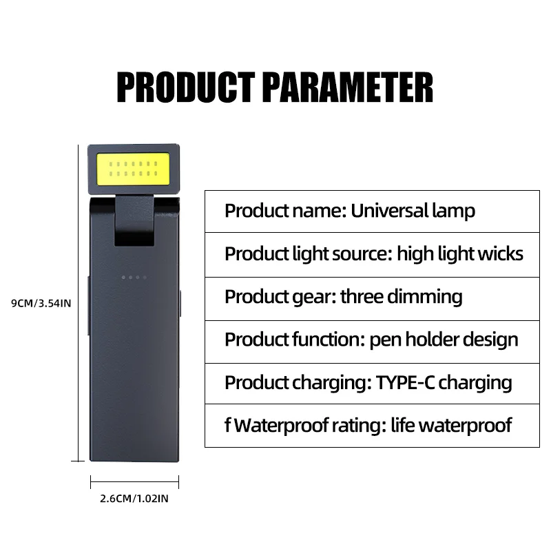 Magnetic Work Light Rechargeable COB Flashlight  Suitable for Night Work Emergency Lamp Night Light Small Car Lamp