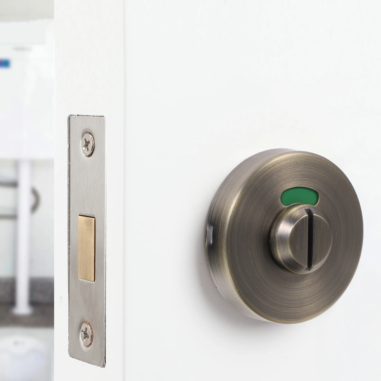 

1pc Stainless Steel Bathroom Indicator Corrosion Resistant Universal Door Lock for Plastic Doors Hotel Commercial Use