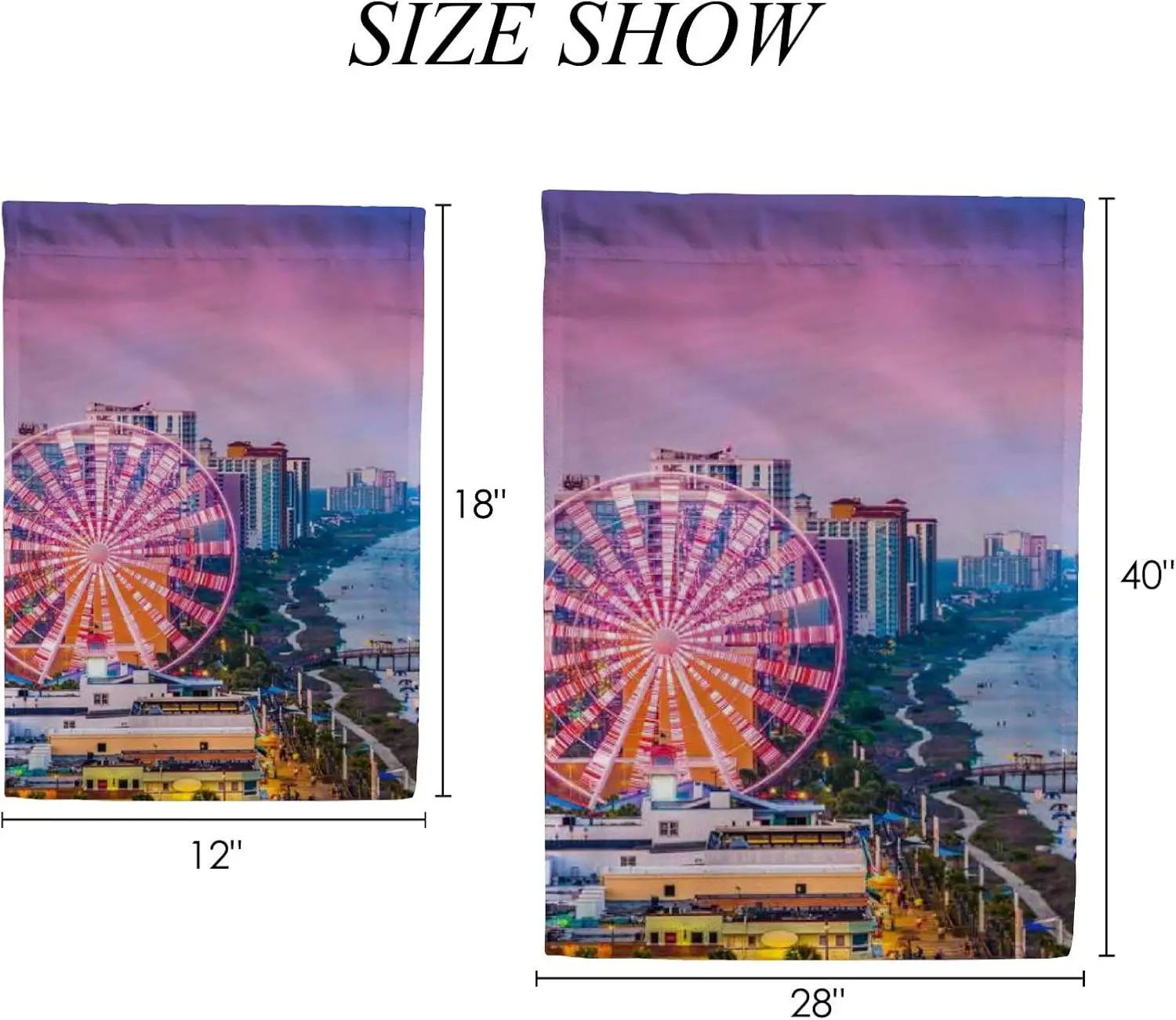 Myrtle Beach South Carolina Usa City Skyline Holiday Garden Flag Vertical Double Sized Durable Polyester Fabric Non-Fade Outdoor