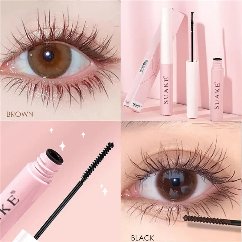 Ultra-Fijne Mascara Krul Dikke Verlengende Wimper Mascara Waterdichte Niet-Vlek Bruine Natuurlijke Curling Fijne Borstel Mascara Make-Up