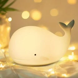 Whale Silicone Lamp Night Lighting Robustness Change Rechargeable Whale Night Light Bedroom Nighttime Companion Atmosphere