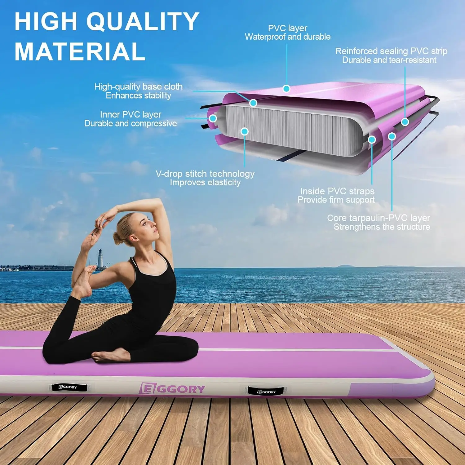 Tumble Track, Inflatable Tumbling Mat,Tumble Track Mats for Gymnastics, and Tumble Track with 4/6/8 Inches Thickness for Home