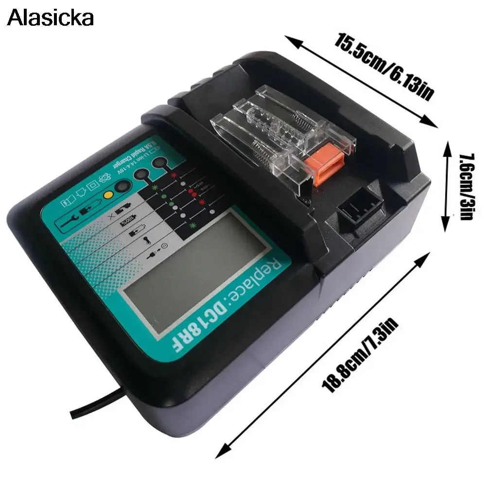 DC18RF 6A  Li-ion Battery Charger For Makita14.4V 18V BL1830 BL1840 BL1430 BL1440 Power Tool Charger With Cooling Fan