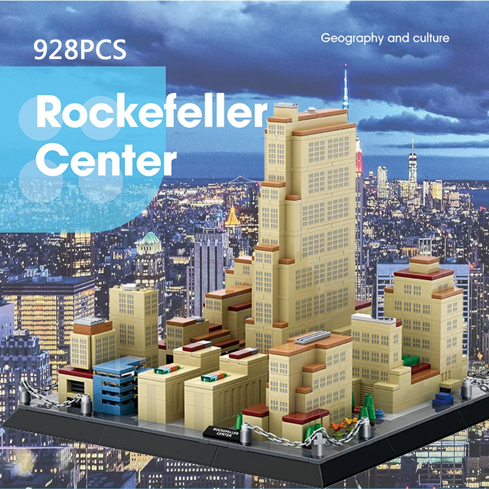 Stati Uniti New York Manhattan Architettura di fama mondiale Rockefeller Business Center Building Block Set di modelli Giocattoli di mattoni