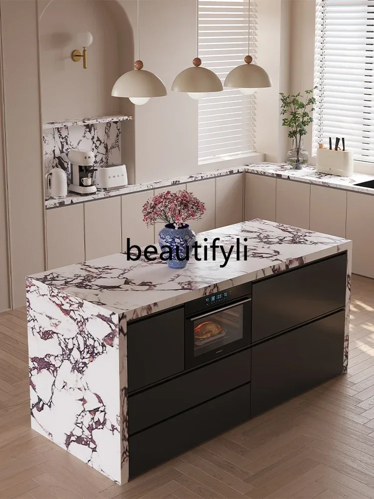 

NQ09Dining table integrated open kitchen bar rock slab middle guide table modern simple cooking table