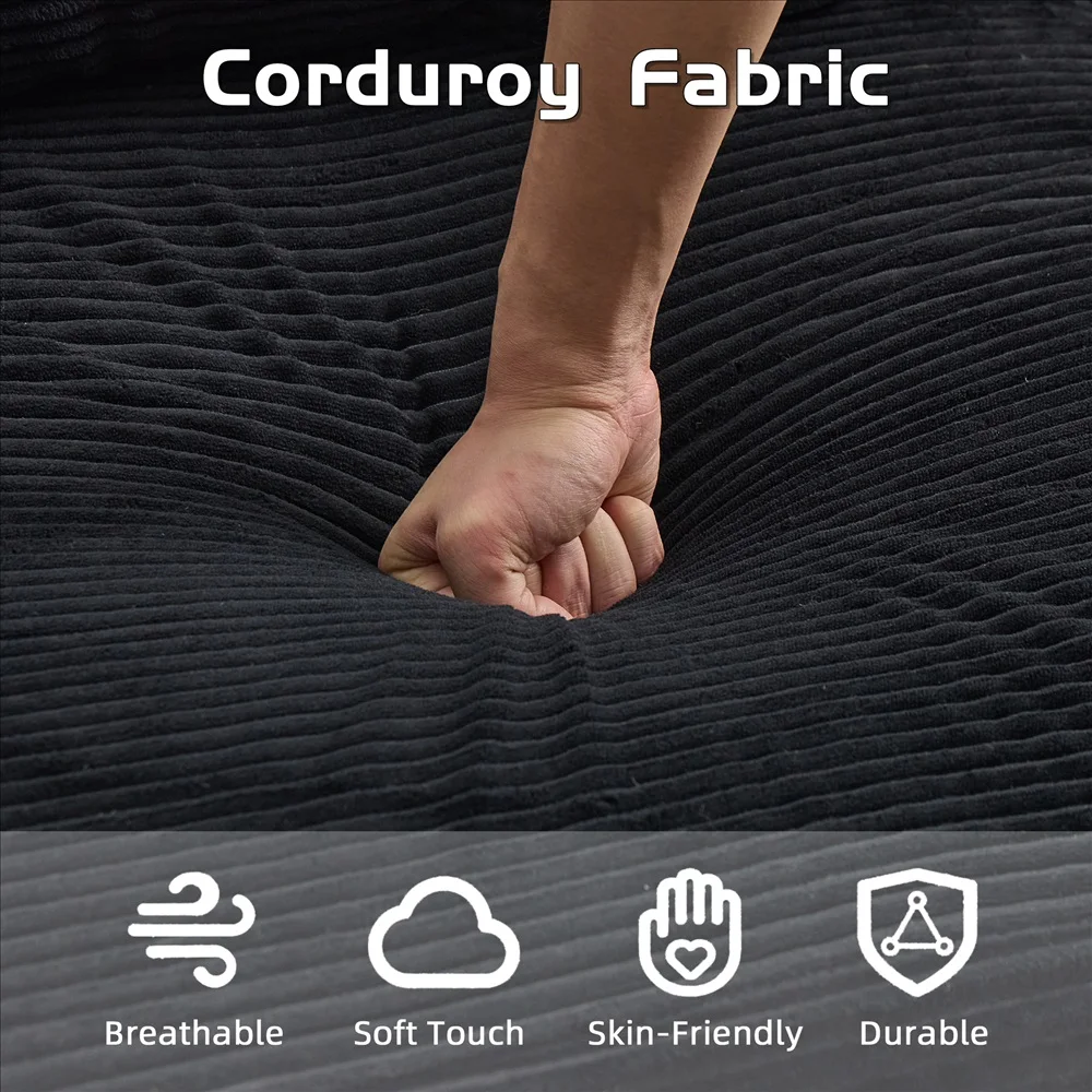 Modernes Frei Kombinierbares Modulares Ecksofa Olivgrüner Cord Convertible Couch mit Getränkehaltern Platzsparende Möbel – Detail 38