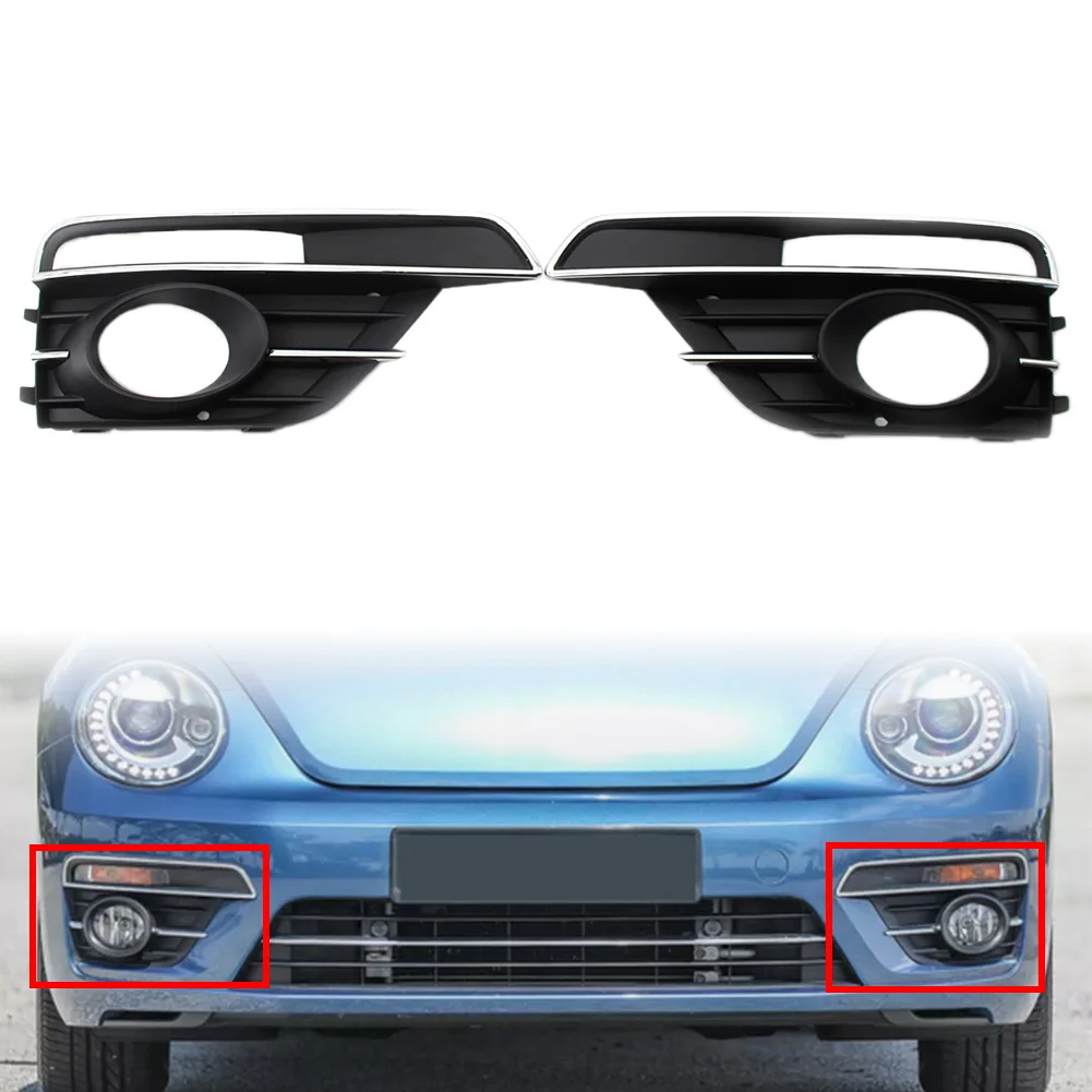 2Pcs Car Front Bumper Fog Light Lamp Grill Bezel Cover Left+Right  For VW Beetle 2016 2017 2018 2019