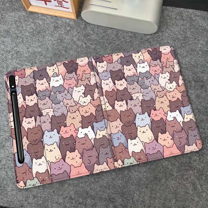 

Cute Cat Colorful Pattern Gift For Samsung Galaxy Tab S6 S7 S8 S9 S10 FE Plus Lite Soft Flexible Support Tablet Case