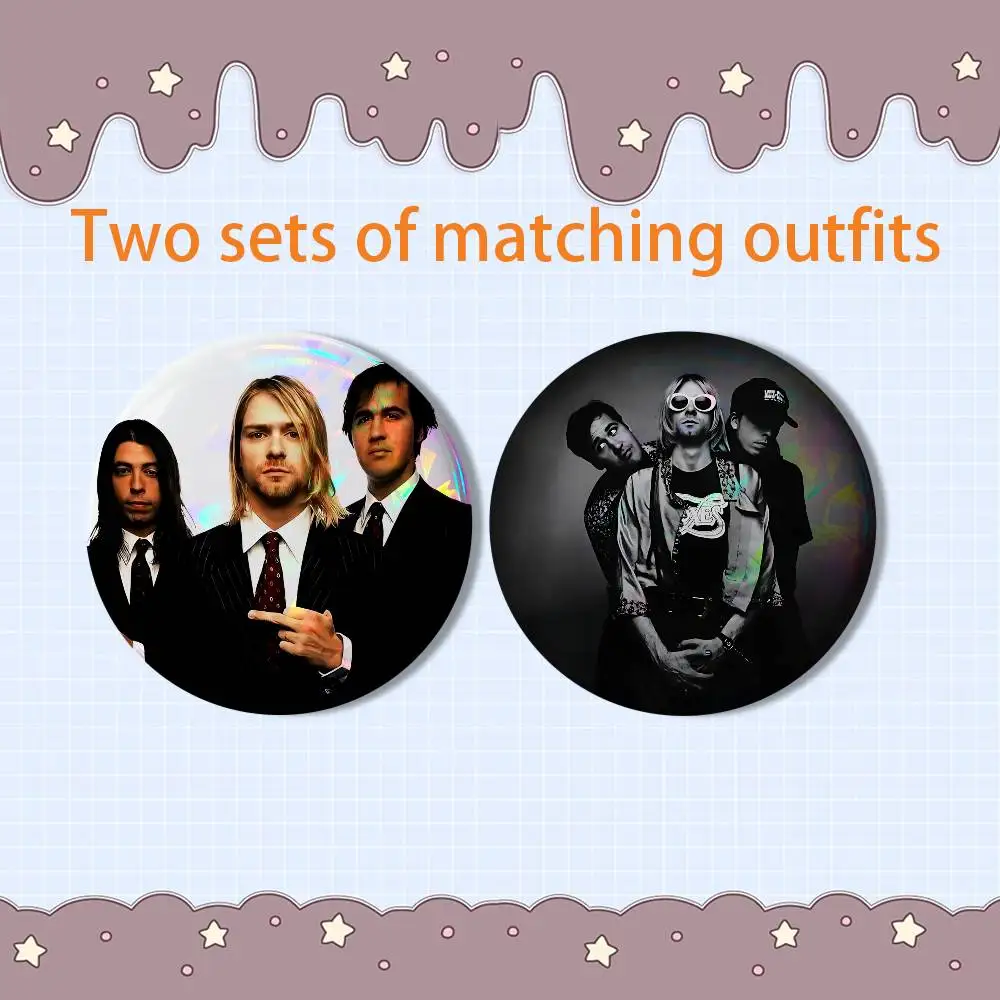 MTV Unplugged In New York Nirvana 2 piece set Badges On Backpack Jacket Cartoon Round Brooches Acrylic Button Pins Collection