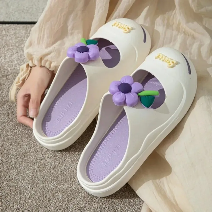 

Women Home Slipper clog flower Sandals Cute Kawaii Cloud Summer Flip Flops Beach Slides Casual Ladies House Shoes Flat Female