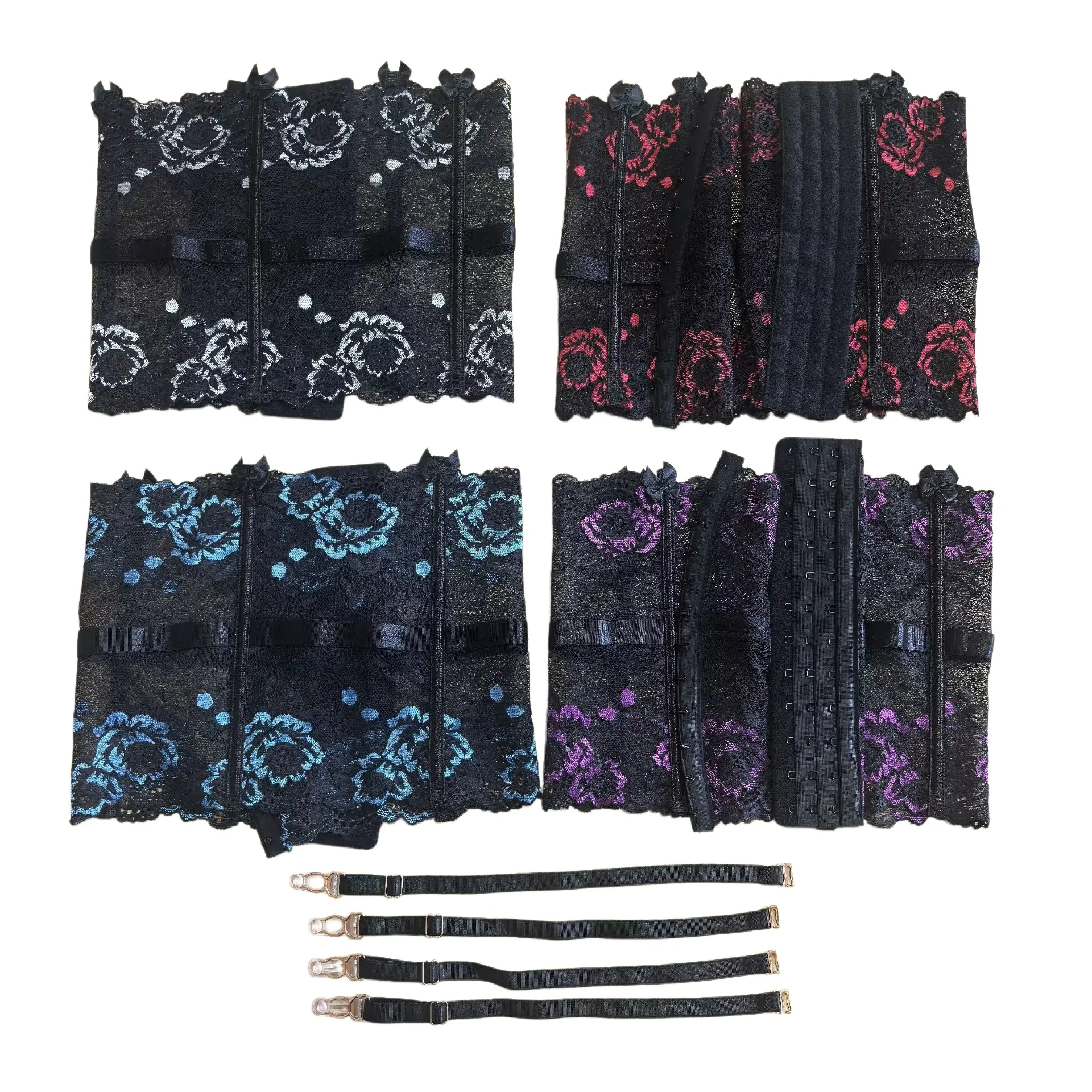 Retro Lace Waist Corset  Purple Blue Red White Slimming Body Girdle Belt Sexy Women Lingerie Party Dance Garters For Stockings