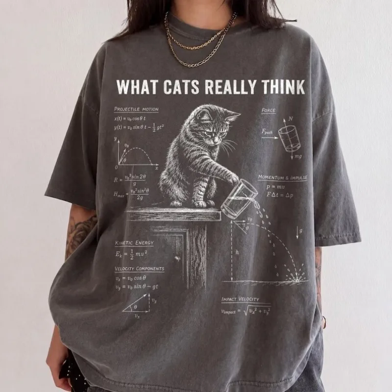 What Cats Really Think Shirt Funny Cat Physics Tee Graphic Shirt Schrödinger’s Cat The Escape Plan Physics Humor T-Shirt tops