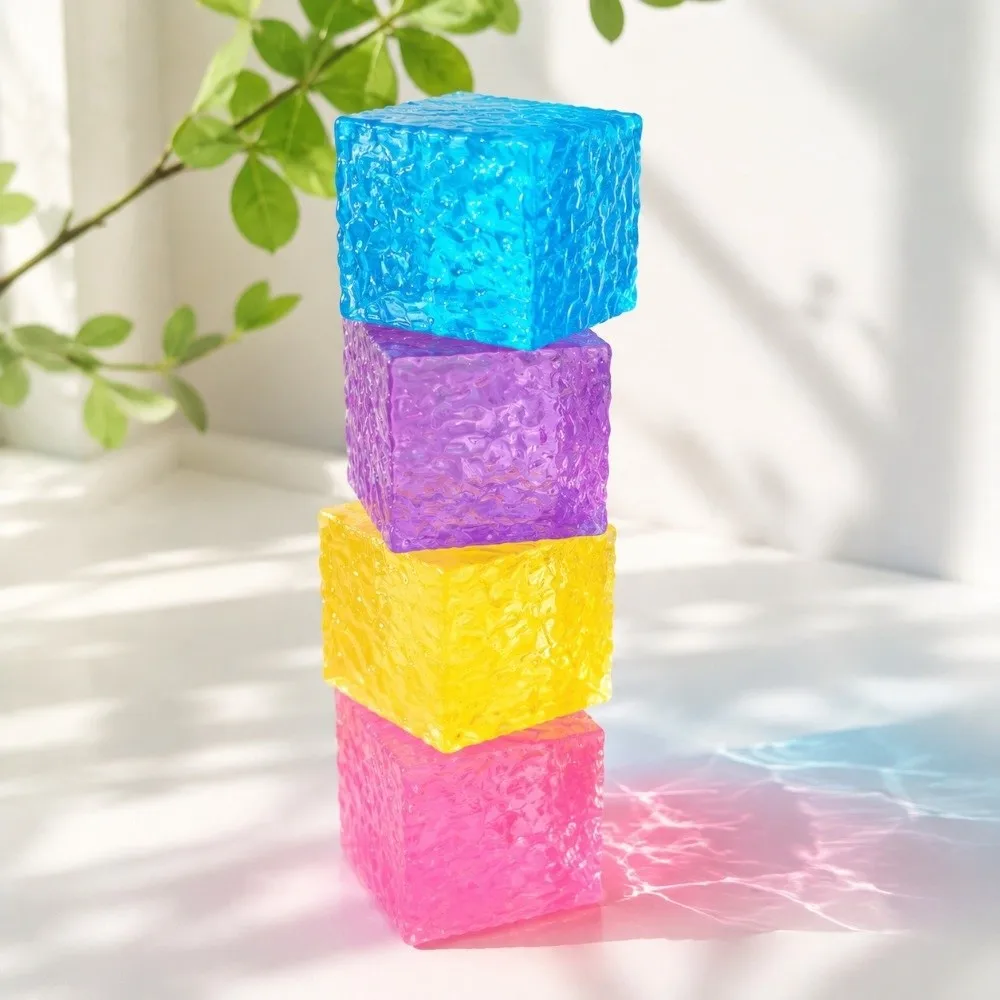Slow Rebound Ice Skin Cubic Squishy Maltose Texture Soft Cube Slow Rebound Square Shape Shiny Finish Anti-Anxiety Students