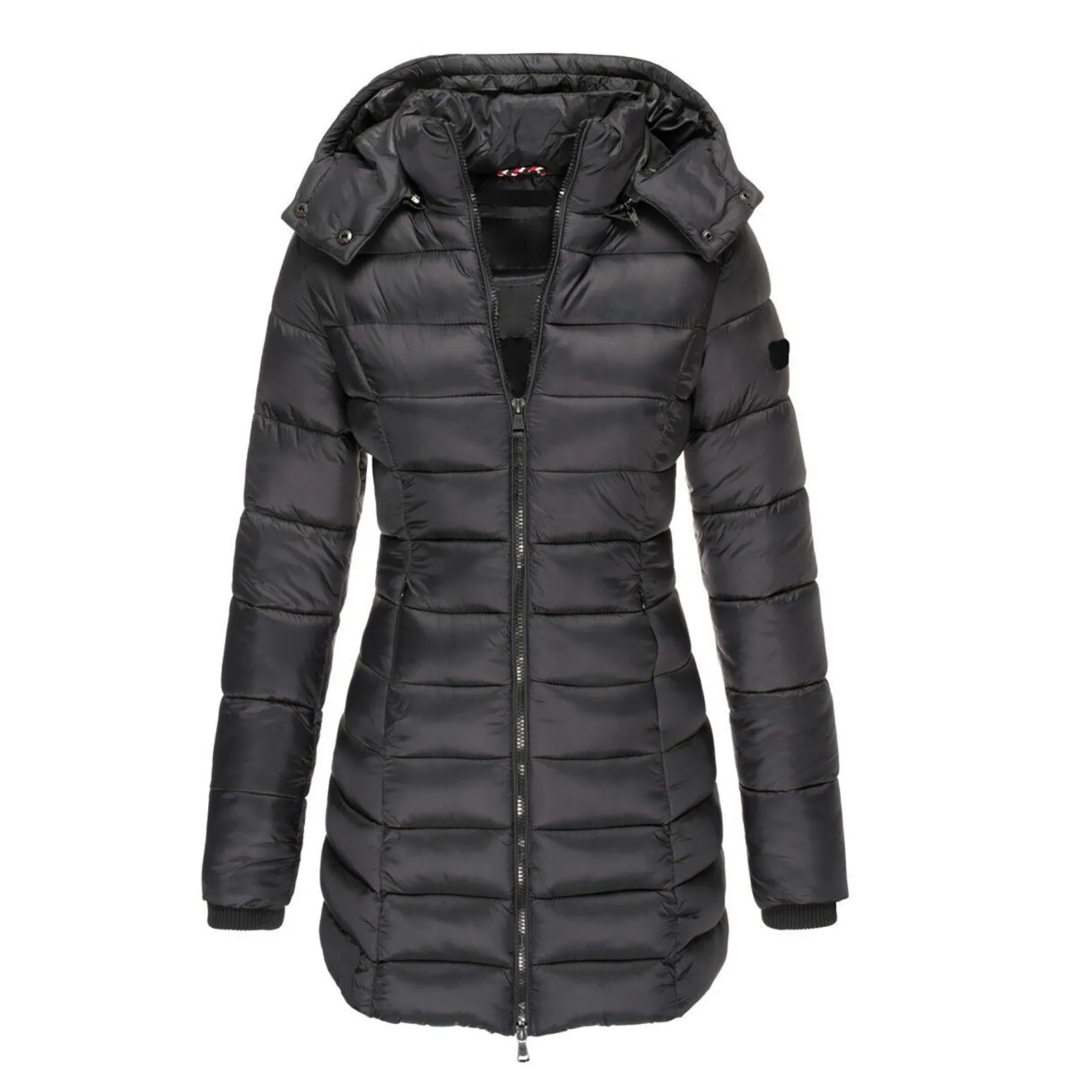 Winter frauen Mittellange Thermische Parka Einfarbig Baumwolle Gefütterte Jacke Mit Kapuze Warme Verdickte Weibliche Oberbekleidung