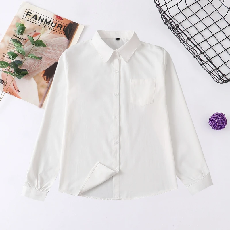 

Simple, Comfortable and Versatile Japanese Uniform Long-sleeved Shirt Solid Color School Uniform Pointed Collar Square Collar