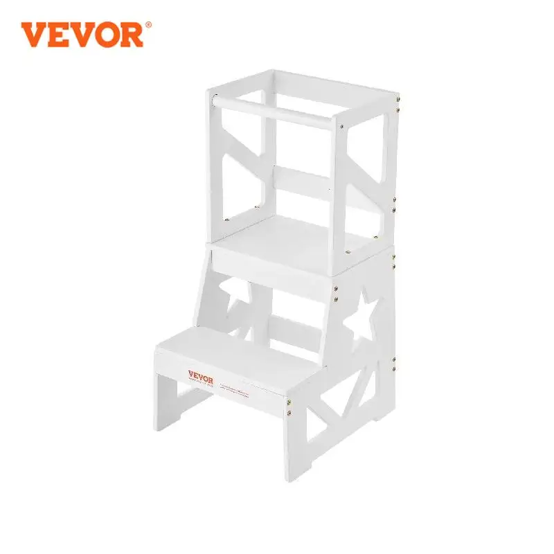 vevor toddler natural pine wood step stool ajudante para quarto banheiro balcao da cozinha branco madeira cinza 01