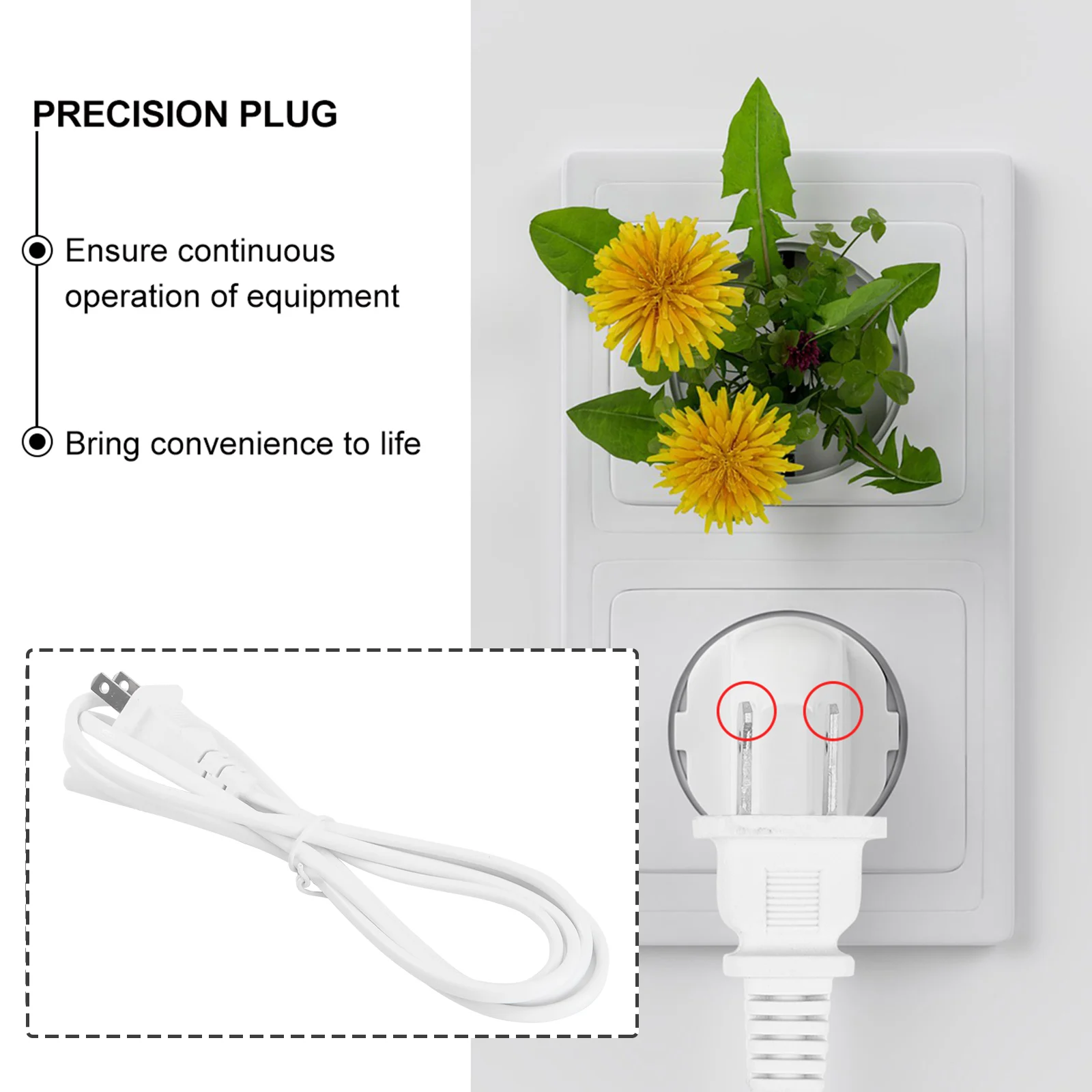 

2 Pcs Power Cord Extension LED Cable Light with British Regulatory White Fixture Wire 3-Slots