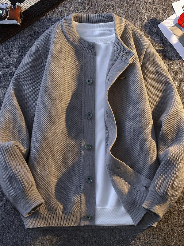 

Мужской вязаный свитер-кардиган на пуговицах для осени и зимы, повседневный, из плотной вязки, легкий, модный, в стиле Maturi