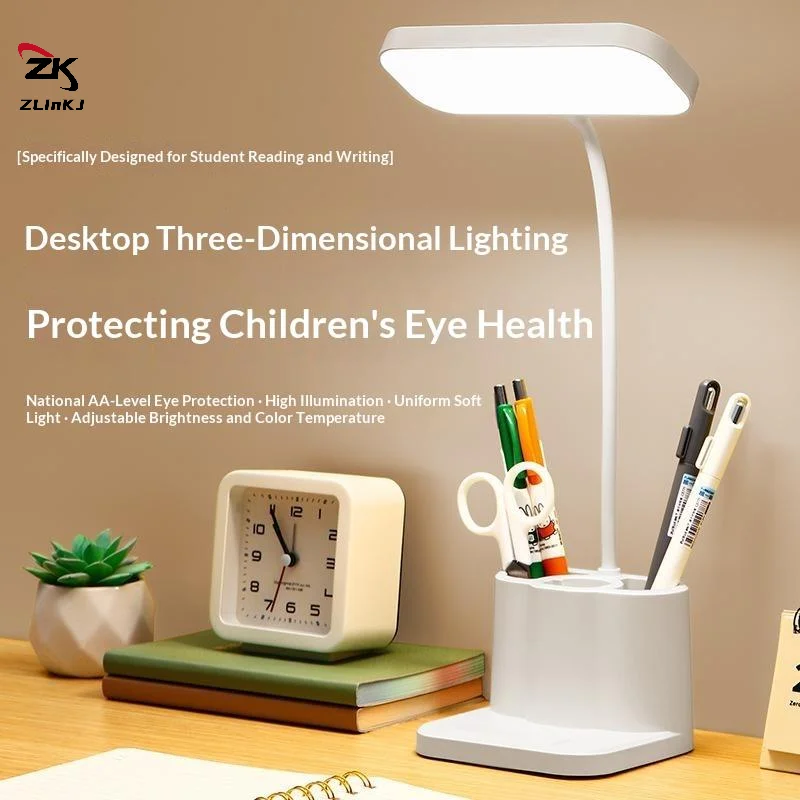 -Low Blue Light LED Desk Lamp USB Charging Portable Reading Night Light for Dorm Bedroom Bedside Use