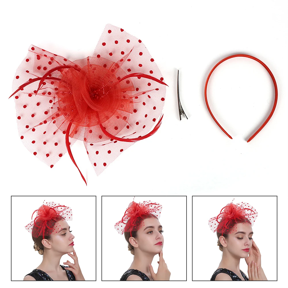 

Vintage Fascinator Lace Mesh Headband Elegant Party Headdress Halloween Thanksgiving Christmas Costume Wedding Photo Hairband