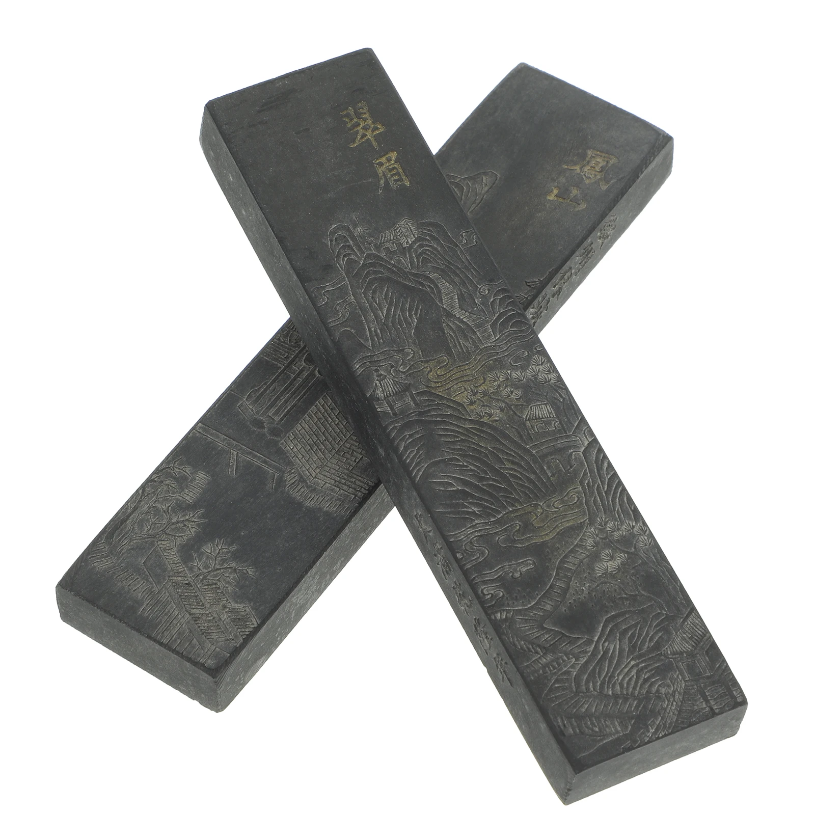 2Pcs Traditional Handmade Chinese Ink Stick Calligraphy Ink Block for Drawing Writing Painting Practice Student Stationery