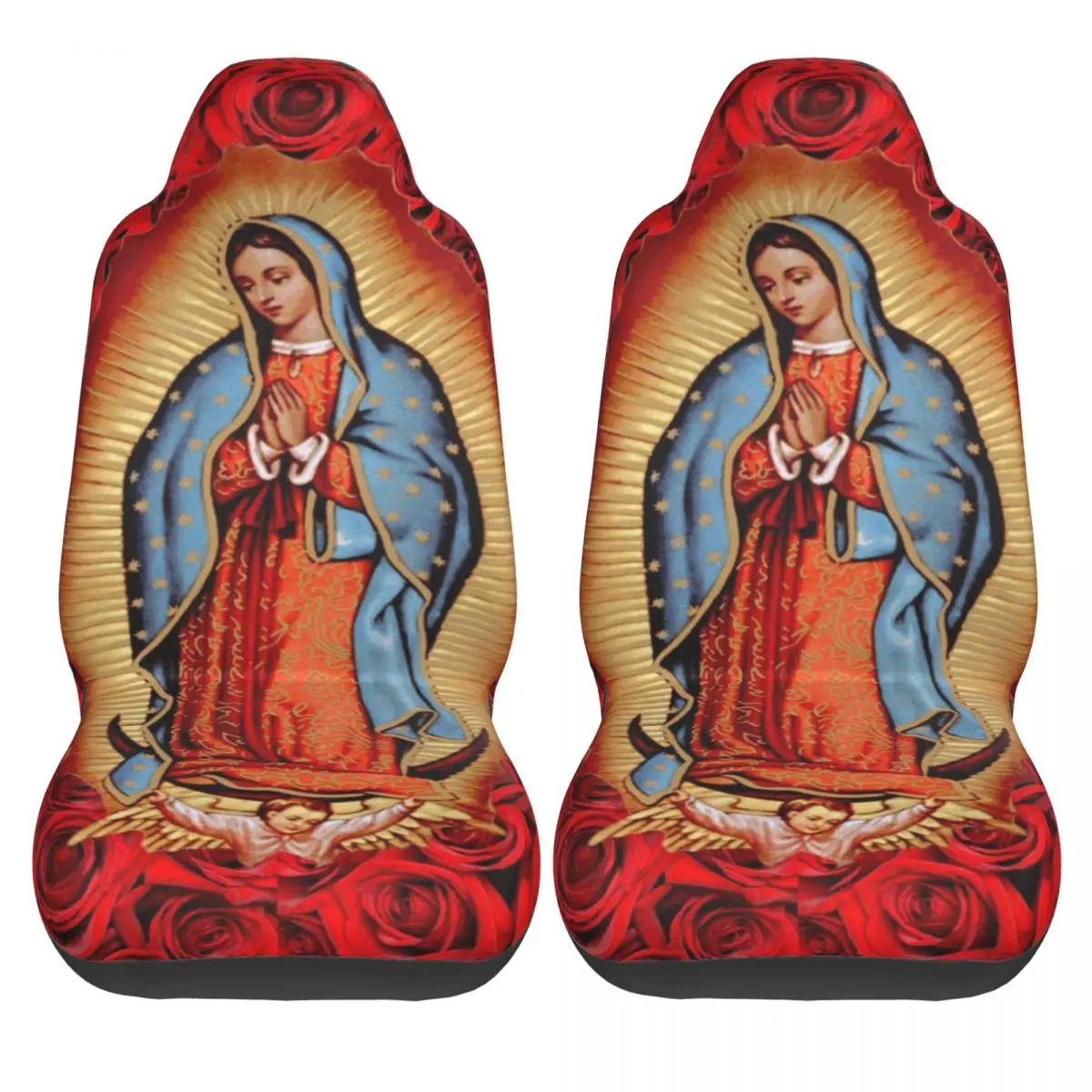 Christian Catholic Car Seat Cover Four Seasons Women Our Lady of Guadalupe Virgin Mary Car Seats Covers Fabric Car Accessories