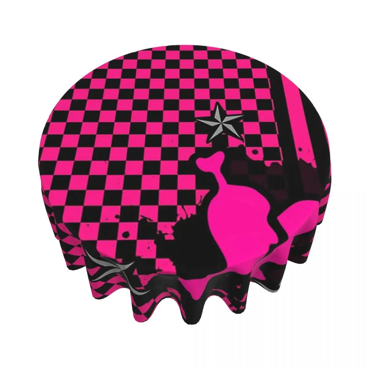 Punky Pink Emo Waterproof Round Tablecloth Oilproof Table Cloth for Kitchen Events Dining Table Cover 60 inches