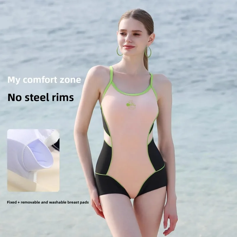 Женский гоночный купальник контрастного цвета Disney — цельный конкурентоспособный купальник с защитой от солнца UPF 50+