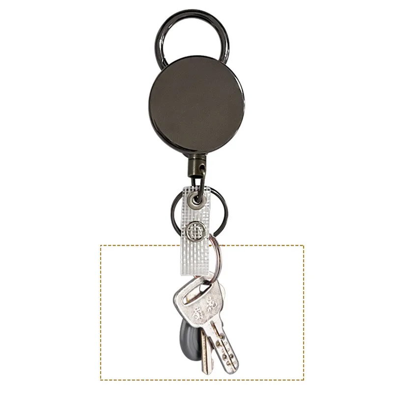 1pc Black Electroplated Metal Easy Pull Retractable Keychain - Multifunctional Roll Retractable Keychain for Men