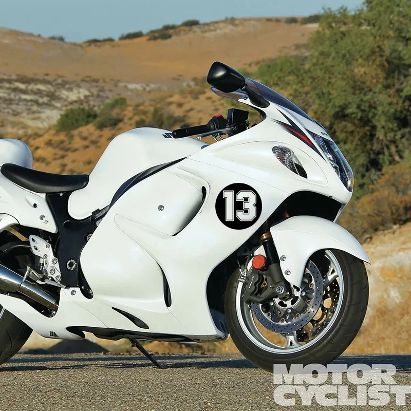 ملصق رقم سباق PVC مقاوم للماء ، دراجة نارية ، سيارة ، خوذة ، جسم ، خدوش ، 13 ، 17 ، 19 ، 21 ، 23 ، 69 ، 77 ، دائري ، 15 ماركة جديدة #3